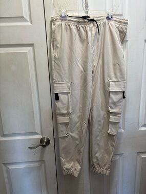 Triumph tragedy Men's Cream Cargo Jogger Pants with Elastic Waist